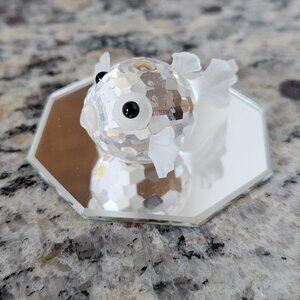 SWAROVSKI CRYSTAL PUFFER BLOWFISH GOLDFISH FIGURINE & MIRROR ORIGINAL BOX